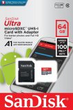 Memorijska kartica SANDISK, Micro SDXC Ultra Android, 64GB, SDSQUAR-064G-GN6MA, class 10 UHS-I + SD Adapter + Memory Zone Android App