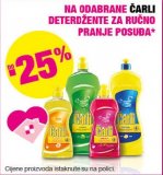 DO -25% NA ODABRANE ČARLI DETERDŽENTE ZA RUČNO PRANJE POSUĐA