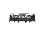 Garnitura, stol:77 x 57 x 42, 2 stolice:75 x 70 x 79, dvosjed:128 x 70 x 79 Keter