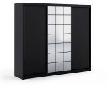 Klizni ormar Collin 3 vrata/ogledalo, crni, 250x62x216 cm