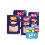 Kuhana šunka, pureća dimljena šunka, mortadela ili dimljeni špek, polutrajni narezak Gušti