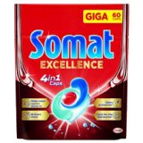SOMAT Tablete za strojno pranje posuđa, Excellence 4in1 · 60 kapsula