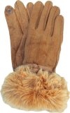 Toplo i meko rukavice smeđe s krznom i mašnicom, 1 kom.