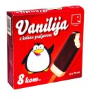 Sladoled štapić vanilija s preljevom od čokolade Smiješak, 560 ml (8 x 70 ml)