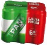 Pivo Pan zlatni ili lager 6 x 0,5 L