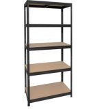Regal za teški teret 180x90x35 cm, 5 polica, nosivost 1000 kg, crni
