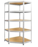 Regal za teški teret KUTNA POLICA METAL/MDF 180X70X70X30CM, 5 POLICA, UKUPNA NOSIVOST 1250KG, 250KG/POLICA