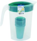 Bokal s poklopcem PVC 2 l + 6 čaša 1 set