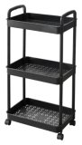 POLICA ZA ODLAGANJE crna,s kotačićima dim.: 36 x 25 x 75 cm, 1 kom