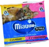 Miauuu MOKRA HRANA ZA MAČKE perad/govedina, 2x2x100 g
