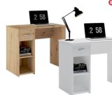 Pisaći stol Sania, boja: artisan hrast, bijela, 1 ladica, 2 police, dim.: 92x75x50 cm (05860108/01-02