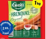 GUŠTI Hrenovke od pilećeg i purećeg mesa MPC 02.05.2025. = 2,39 €