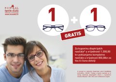 Monokl letak 1+1 gratis za kupovinu dioptrijskih naočala u vrijednosti od 1200 kn