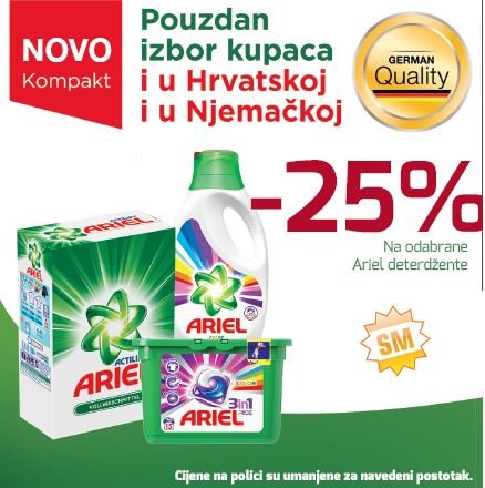 -25% na odabrane Ariel deterdžente - Studenac - Akcija - Njuškalo katalozi