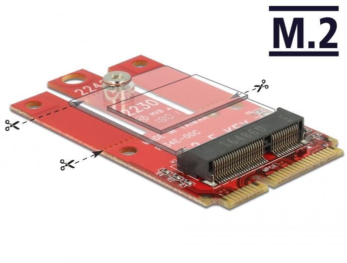 Adapter DELOCK, Mini PCIe (M) na M.2 kod E utor, USB 2.0/PCIe - Links ...