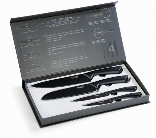 4 Pieces Kitchen Knives Set with Black Blade – Mopita