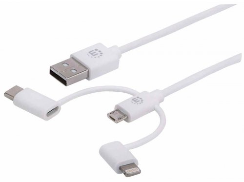 Kabel Manhattan 3 In 1 Usb M Na Lightningmicro Usb Busb C M Bijeli 10m Links 2366