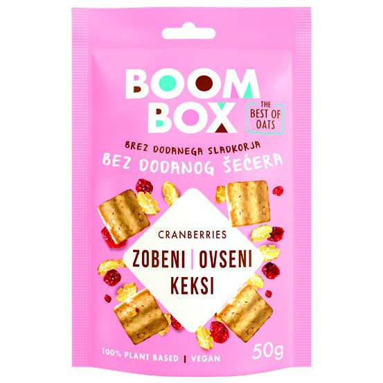 Zobeni keksi brusnica, kokos Boom Box 50 g NTL Akcija Njuškalo